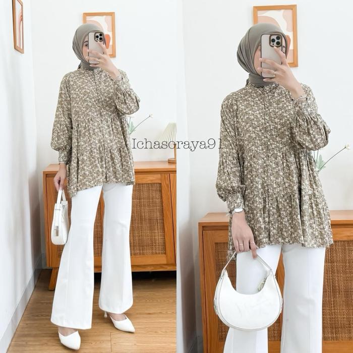 Blouse Rempel Bahan Rayon Viscose Motif Viral Pasti Ori
