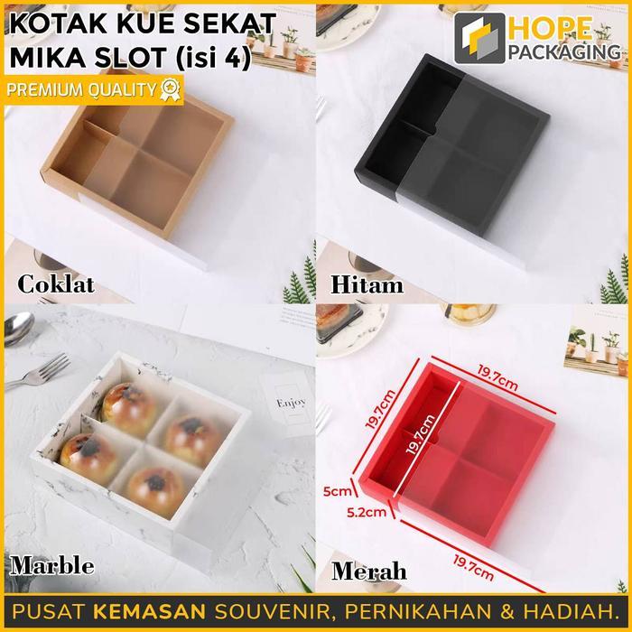 Kotak Kue + Sekat + Mika Slot 4 SEKAT / Kotak Kue Mooncake Pia Dus Kue Kotak Hampers / Packaging Box