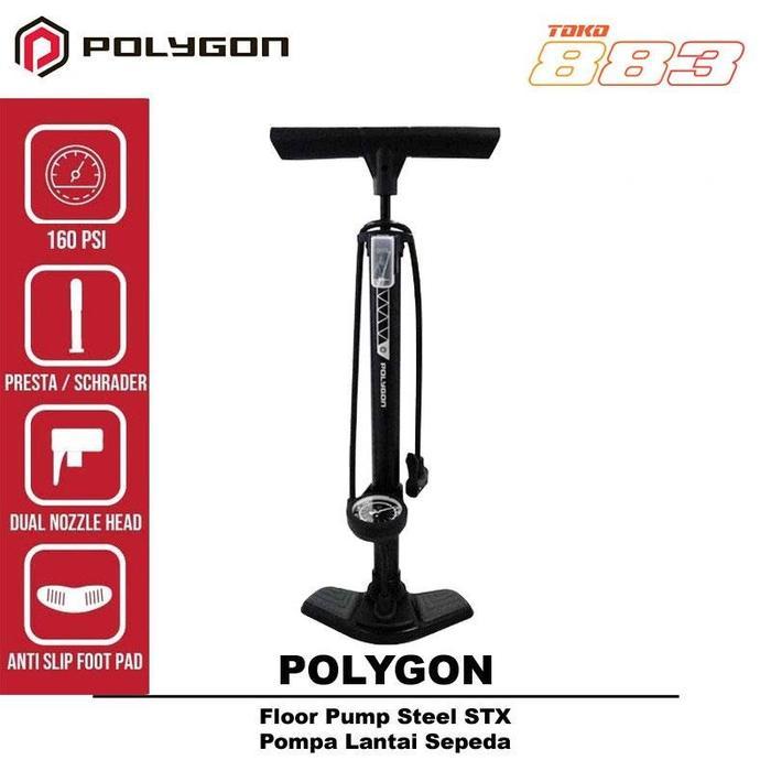 Polygon Pompa Ban Sepeda Floor Pump Steel Stx 160 Psi