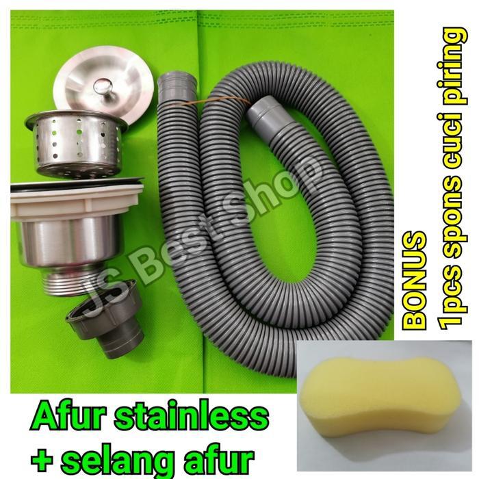 Afur stainless plus selang afur, saringan cucian piring