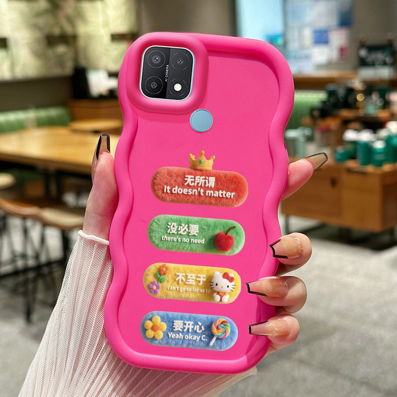 Casing Untuk OPPO A15 A15s A35 4G Case Casing Label berbulu pola HP Cesing lunak Silikon Softcase Ma