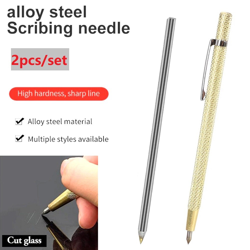 2pcs Diamond Metal Marker Tile Cutter Engraving Pen Metal Lettering Pen For Glass Ceramic Metal Wood