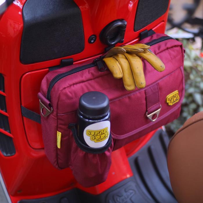 Tas Bagasi Vespa Scooter Bag Merah Marun Maroon