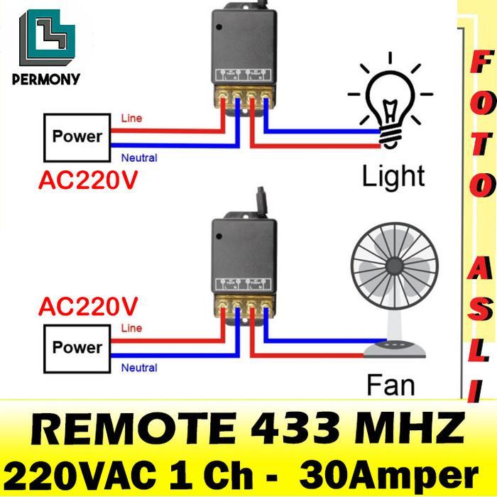 (COD) Remote 433Mhz 433 Mhz 1 channel transmitter receiver 1channel 30A 220V