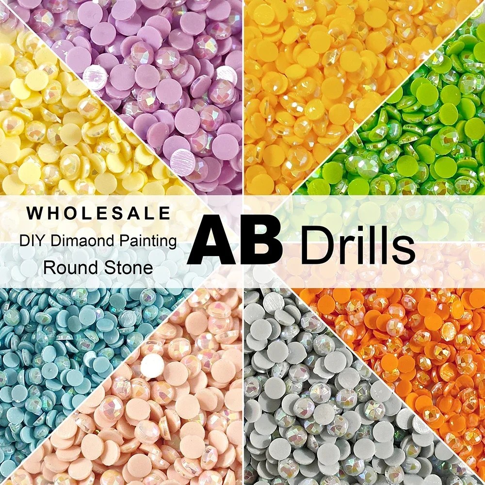 Single Color Ab Diamond Beads For 5D Diamond Paintings Resin Ab Round Diamond Painting Drills 2.8Mm