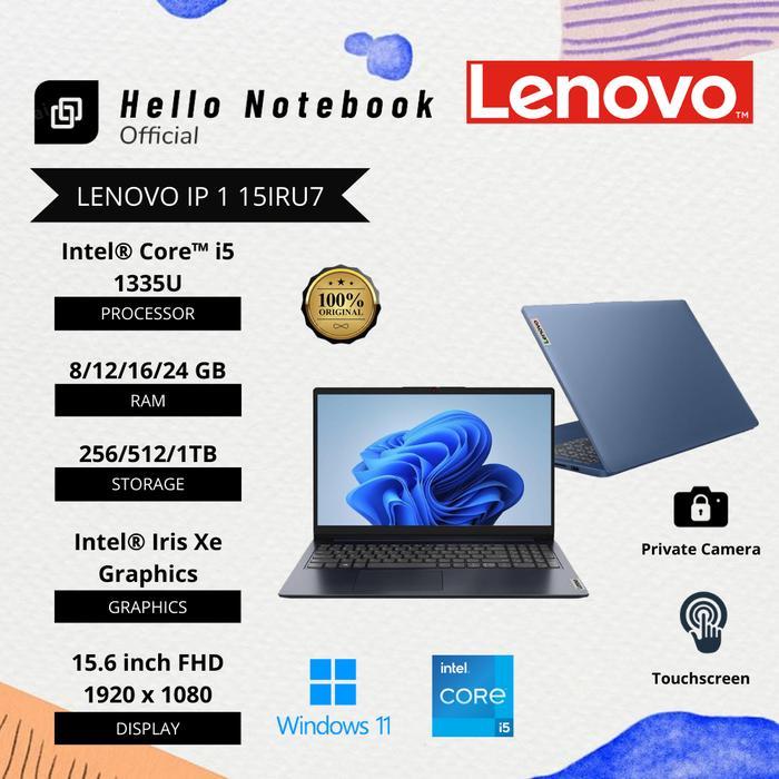Laptop Baru Lenovo Intel Core i5 1335(Gen 13) | Intel Core 5 120u (Gen14) SSD - i5 Gen13, 8/256GB