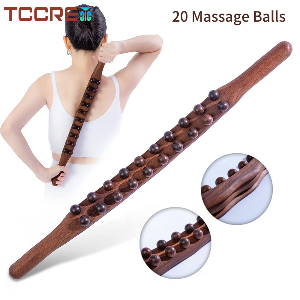 Wood Lymphatic Drainage Massager Handheld Massage Stick Lymphatic Drainage Tools For Neck Back Pain