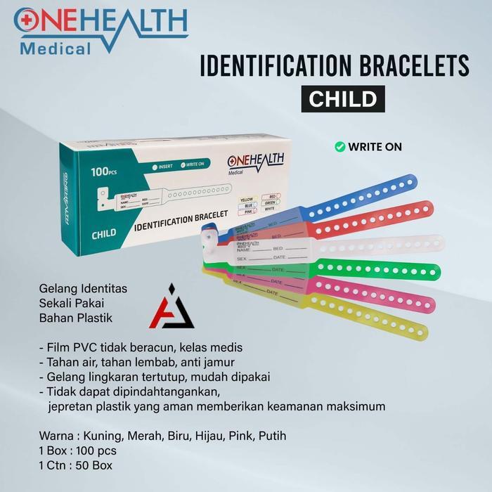 ID BAND GELANG INDENTITAS PASIEN ONEHEALTH BOX ISJ 100 PCS