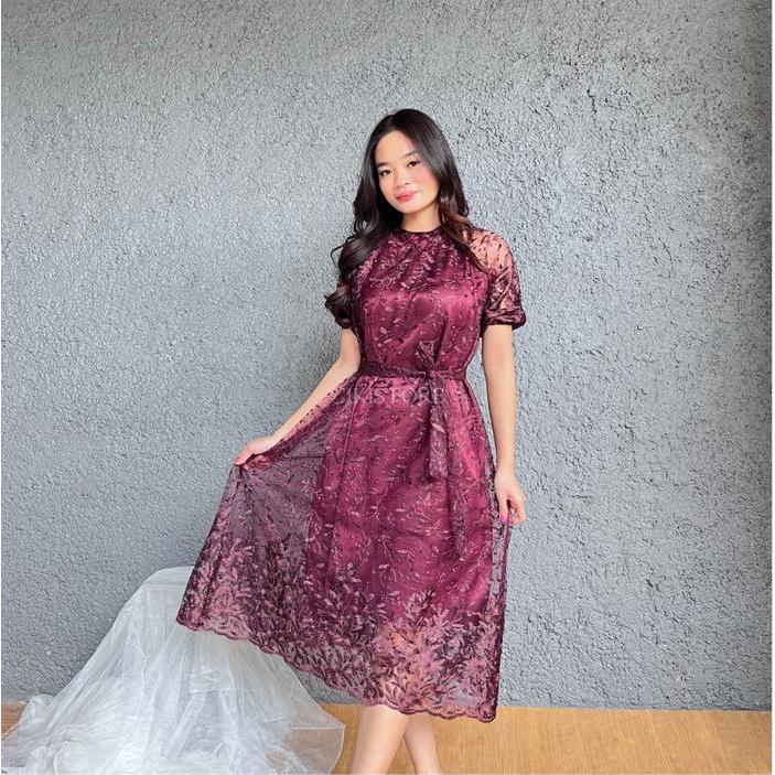 CIKISTORE - LALUNA DRESS WANITA PESTA BRUKAT TILE GAUN PESTA DRESS PESTA OUTFIT BRIDESMAID