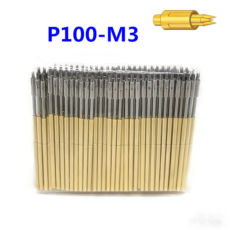 100PCS/Pack P100-M3 Three Pointed Spring Test Probe Outer Diameter 1.36mm Length 38.35mm PCB Pogo