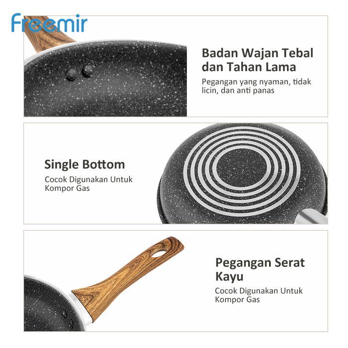 [Crehom] freemir Wajan Anti Lengket 24 cm Teflon Penggorengan Frying Anti Mengelupas Set