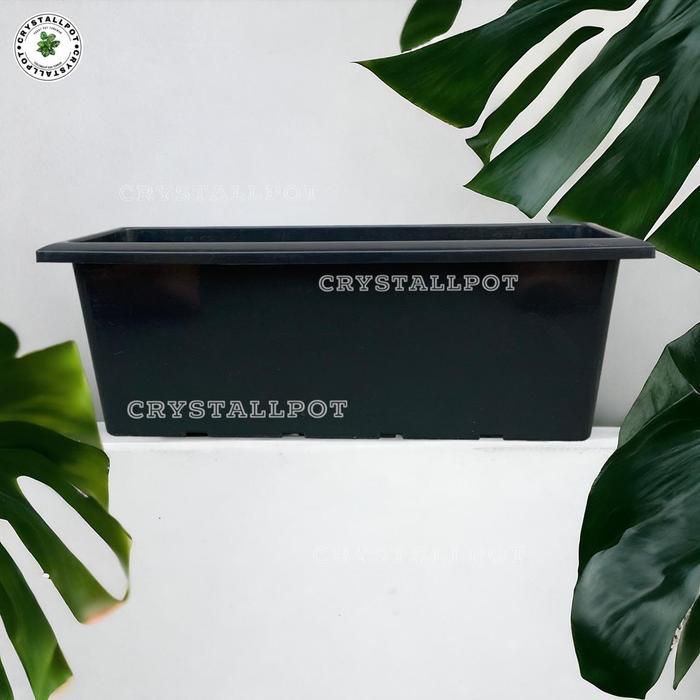 Top Pot Bunga EGP Persegi Panjang 65 cm Hitam - Panjang 70 Elang Tanaman Kotak Plastik