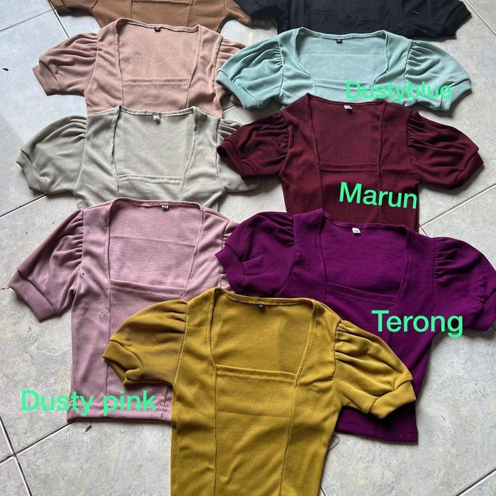 atasan crop top velicia rib Katun Wanita