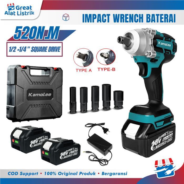 Kamolee Cordless Electric Impact Wrench - Cordless Impact Wrench Brushless 520N.M