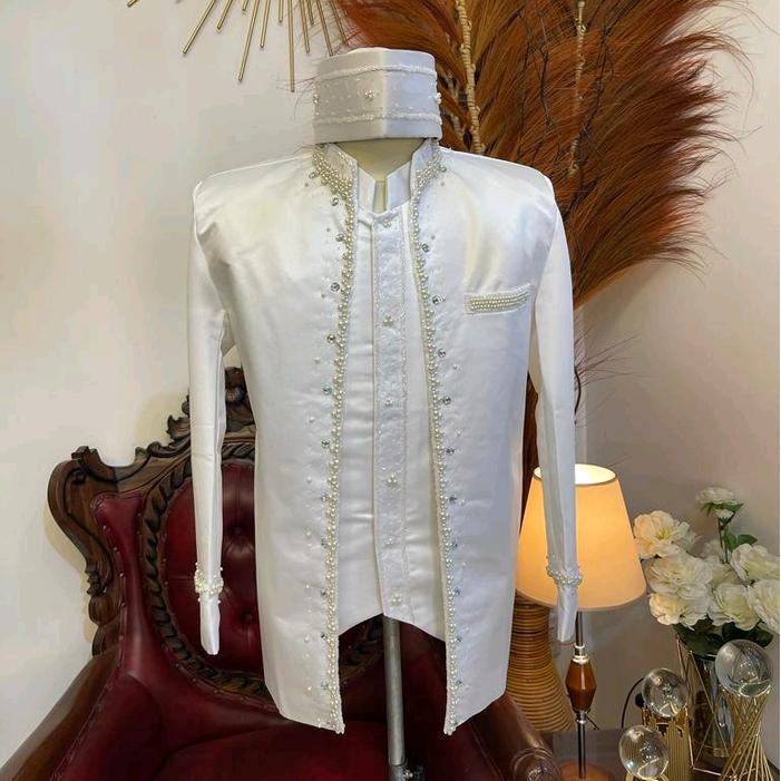 Beskap pengantin mutiara Basofi pengantin Beskap pengantin premium Beskap pengantin pria dewasa