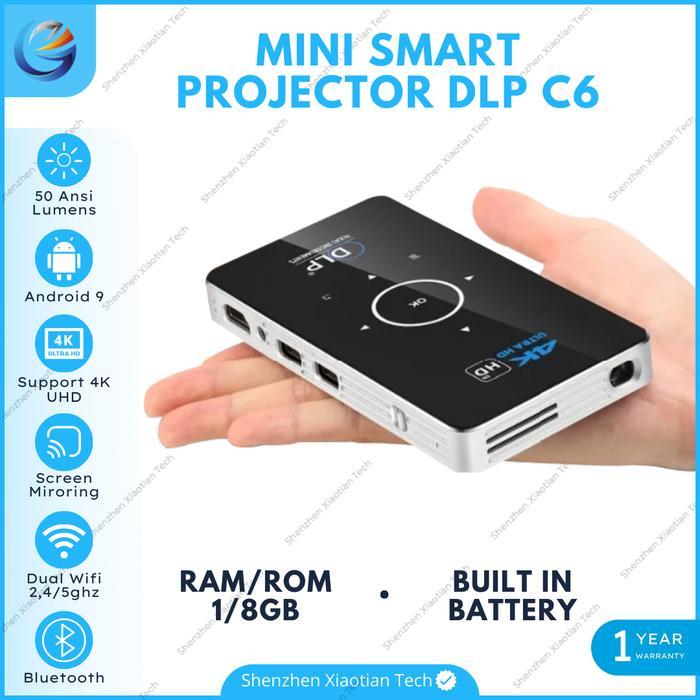 C6 DLP Mini Proyektor C6 DLP Projector Mini C6 DLP Proyektor S905X