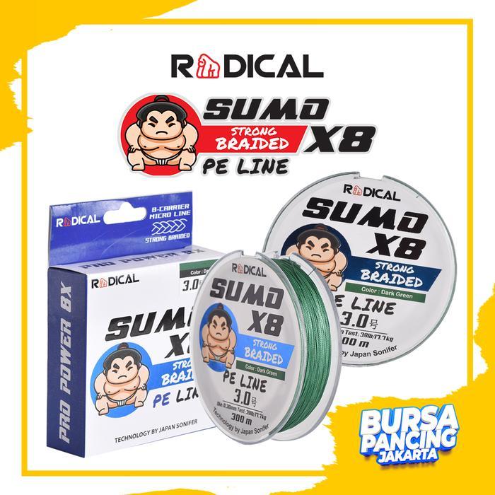 Radical Senar Pancing Sumo X8 200M & 300M Dark Green Tali Pancing Pe Terbaik