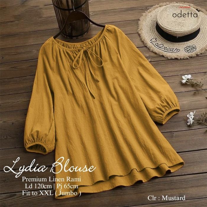 Best Seller Blouse Wanita Jumbo Baju Atasan Lengan Panjang Lydia Basic Crinkle Rayon Oversize