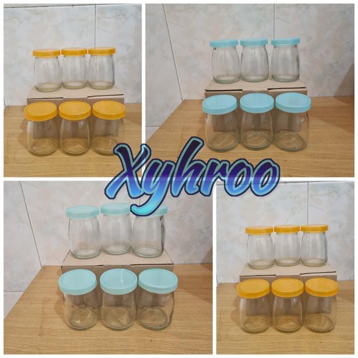 (PROMO RAMADHAN) TOPLES KECIL GEJAS JAR TEMPAT PUDING BAHAN KACA TUTUP PLASTIK PREMIUM TERMURAH
