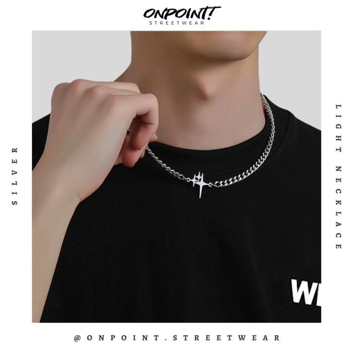 Light Necklace - kalung pria aksesoris pria fashion silver korea streetwear kalung necklace
