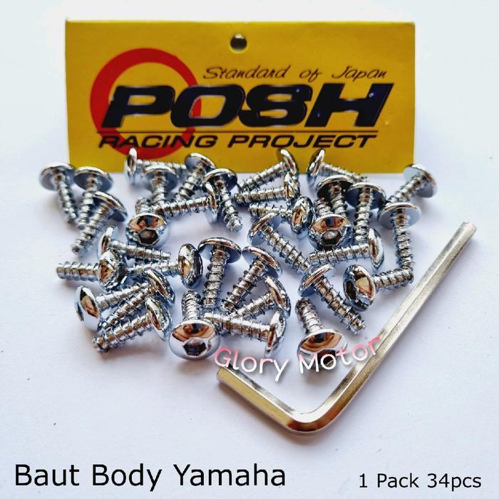 "New" POSH Baut Body Sekrup Body Yamaha L4 34pcs untuk Beat Vario Scoopy Mio Xeon Nuovo Jupiter Vega