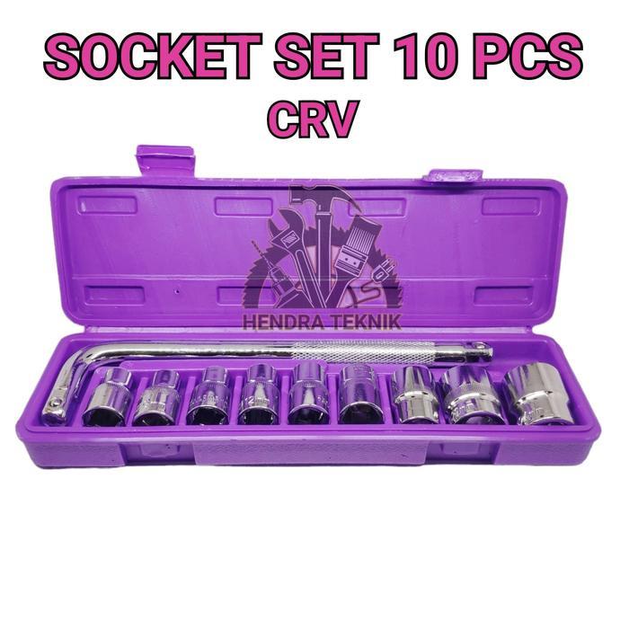 KUNCI SOK SET 10PC CRV KUNCI SOCK L SET BOX PLASTIK SOCKET SET MIRROR