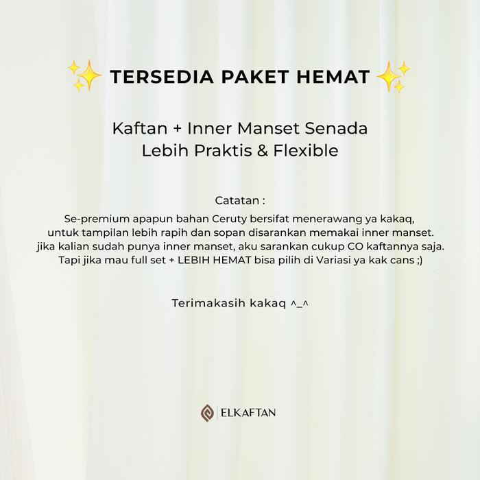 Elkaftan - VIOR Kaftan Baju Abaya lebaran premium babydoll bordir dan payet mewah simple elegan set