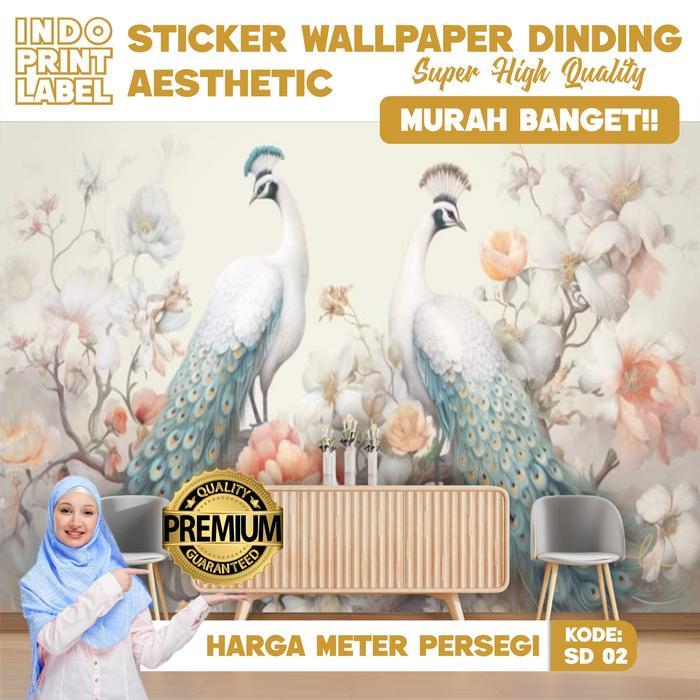 Stiker Burung Merak 3D Wallpaper Dinding Merak 3D Hiasan Dinding Mewah Tinggal Di Pasang/stiker