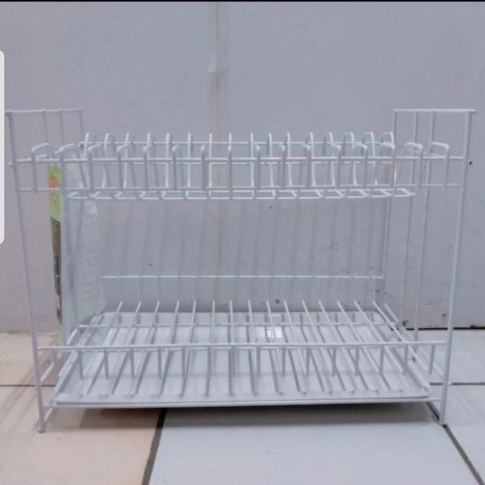 SIMBASUN : RAK PIRING & GELAS KAWAT SUSUN 2 + NAMPAN ROSE 394 T TRAY