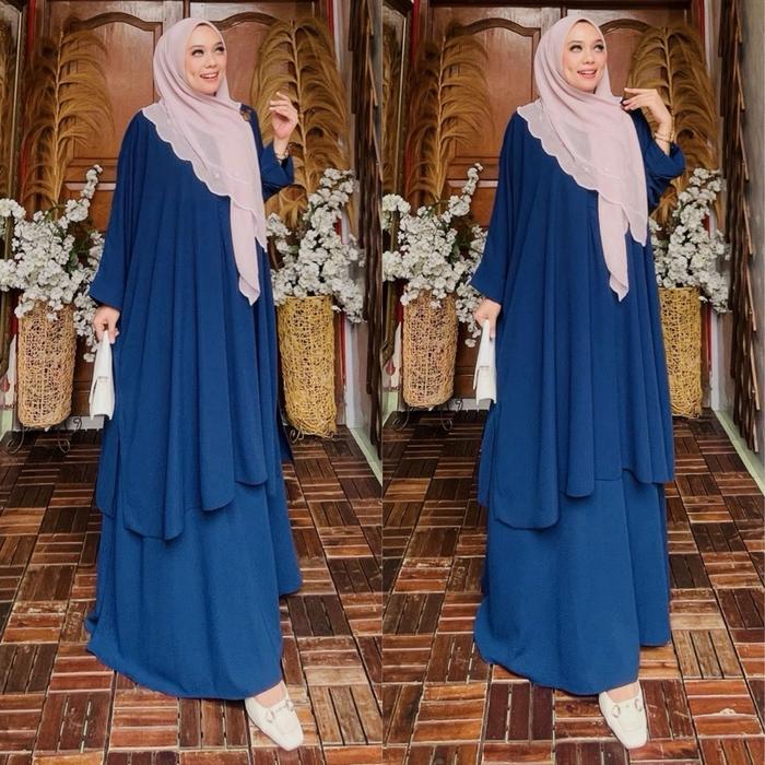 Hanami Set Tunik (ONE SET TUNIK Skrit Melayu Bahan Haniyah Arabian Anti UV) setrok by OHC