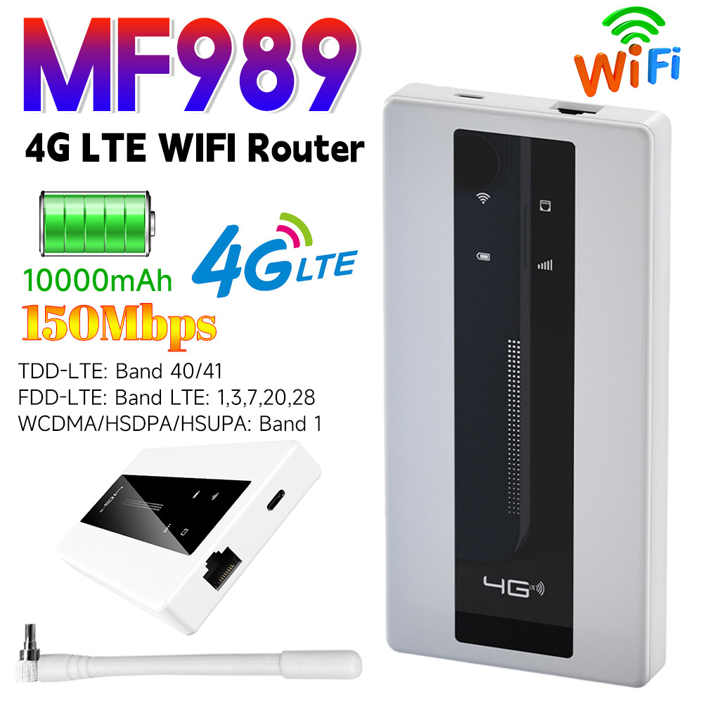MF989 4G Mobile Router Type-C USB Hotspot 10000mAh Wireless Network Adapter 150Mbps Pocket WiFi