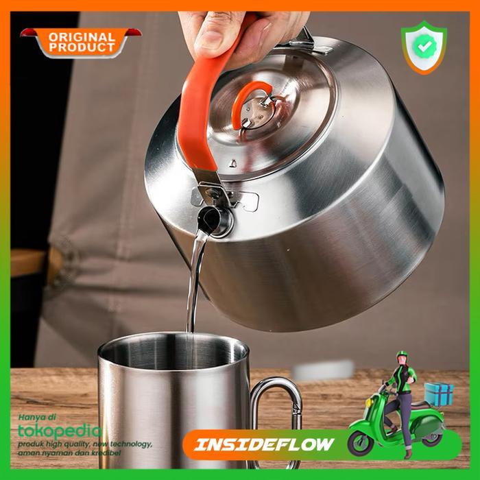 Teko Camping Kettle Piknik Alat Masak Air Travel Outdoor Teapot Stainless Steel Portable