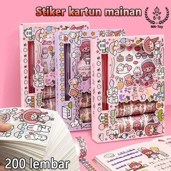 Stiker Momo 200 Lembar Sticker Momo Aesthetic motif kartun korea lucu Stiker Dekorasi DIY Tahan Air