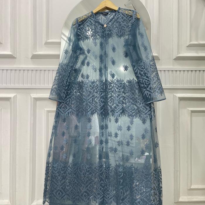 Gaia Outer Brokat Tile Panjang Wanita Cardigan Kondangan Muslim Kardigan Fit Putih Hitam Baju