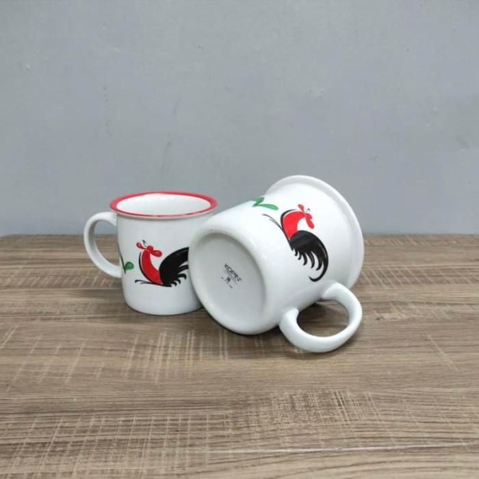 MUG GELAS KERAMIK AYAM JAGO BENTUK ERN