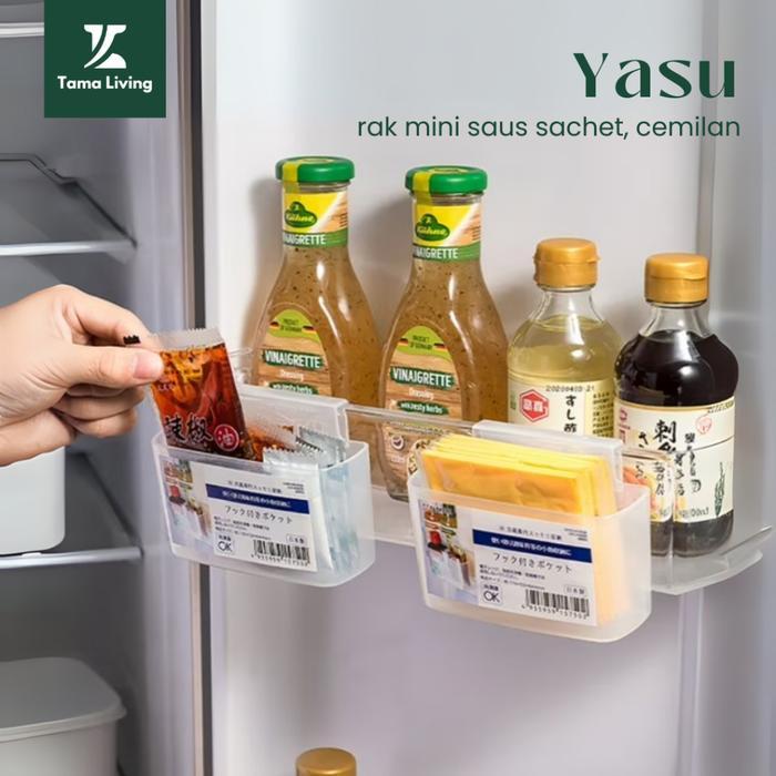 TAMA LIVING Yasu Rak Mini Tempat Saus Sambal Sachet Cemilan Kosmetik Rak Kulkas Serbaguna Rak Saus