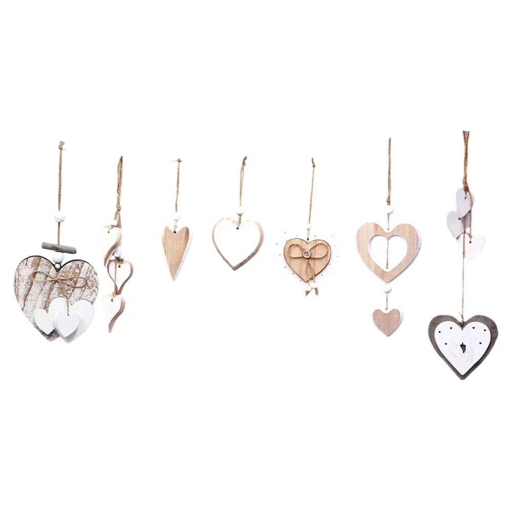 Home Wedding Decoration Wooden Heart Pendants Handmade Wedding Decor Pendants Wedding Decor Handmade