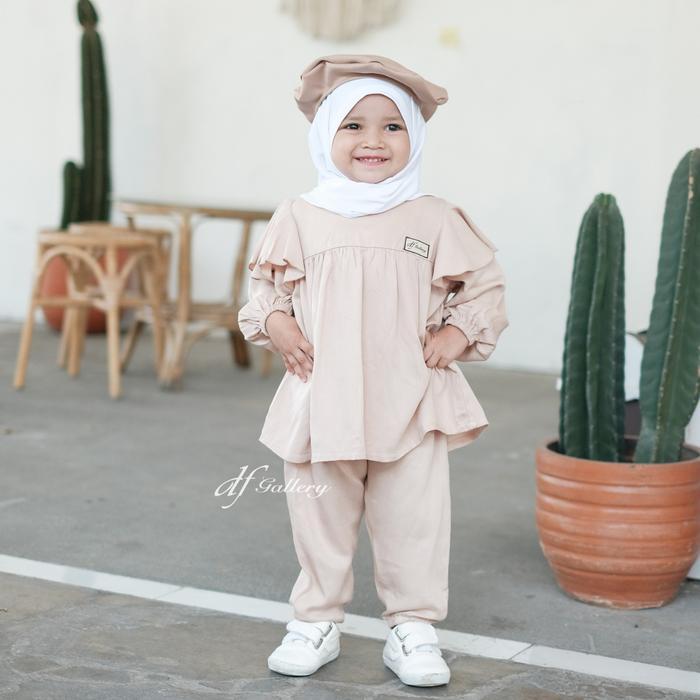 BAJU BAYI NAZWA ONE SET SETELAN CELANA ANAK PAKAIAN BABY GIRL RAYON TWILL CANTIK JILBAB