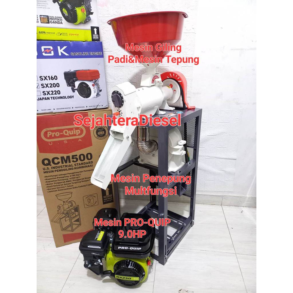 PRO-QUIP QCM500 Mesin Giling Padi Dan Penepung +Mesin 9.0HP Pro-quip