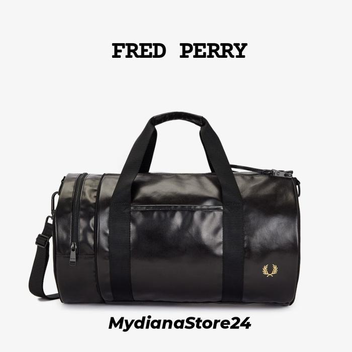 Fred Perry Tonal Classic Barrel Bag - Black/Gold Co