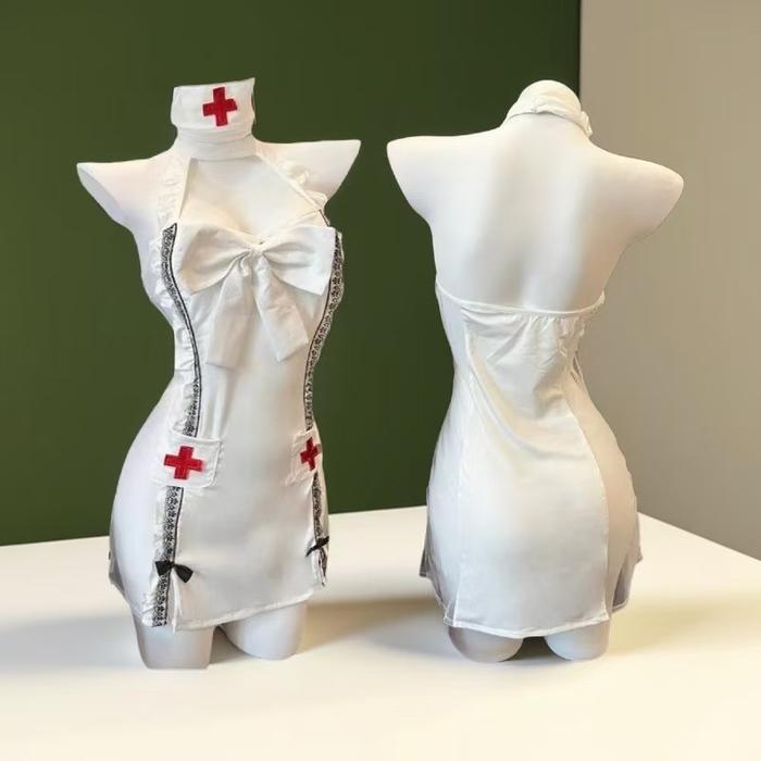 Lingerie Cosplay + G String Nurse Perawat Suster Baju Dinas Malam Seksi Co