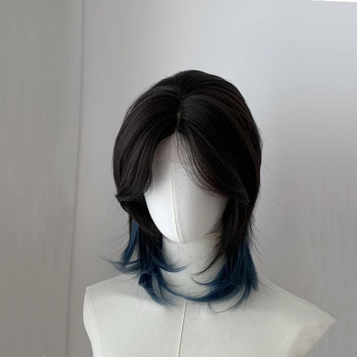 Wig Wolfcut Wig Rambut Pria Rambut Palsu Wanita 2 Warna Wig Pria Wig Rambut Pendek Wig Wanita Full