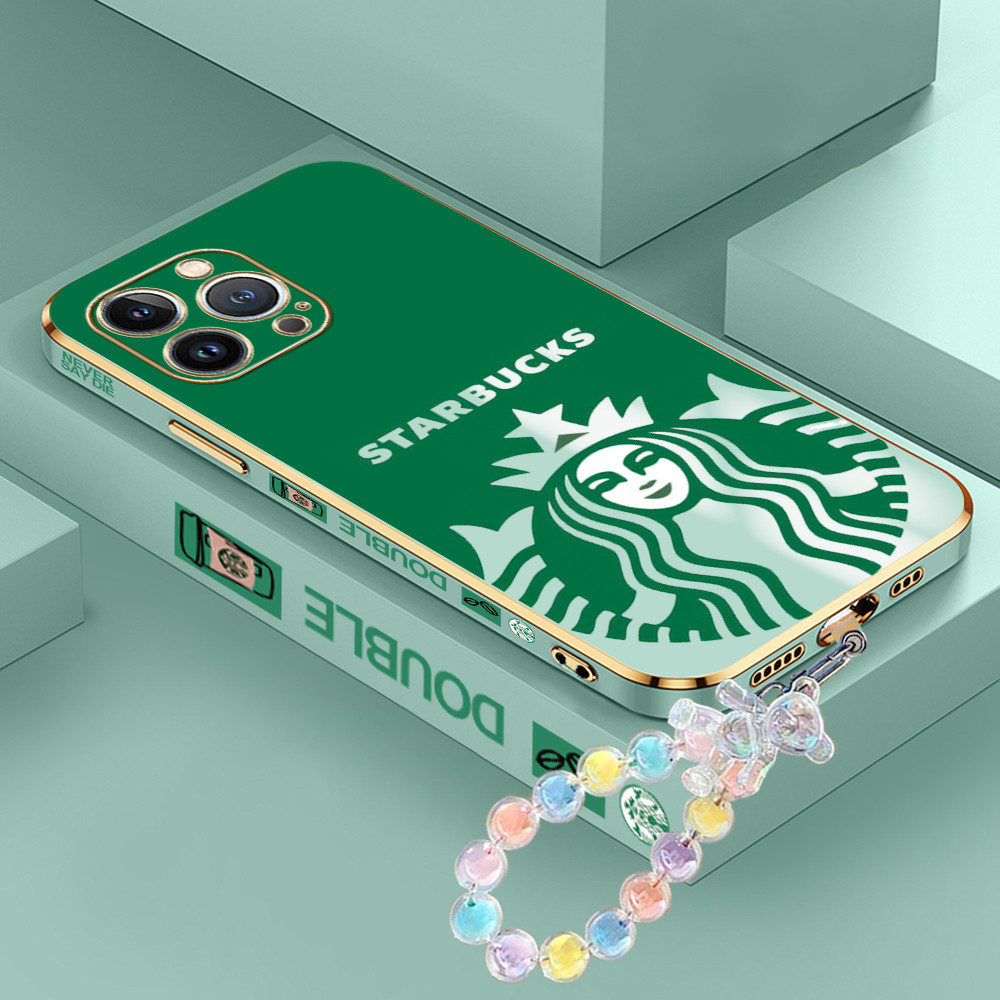 [Pengiriman Jakarta] Apple iPhone 12 13 14 15 Pro Max Mini Plus Casing Ponsel Pola STARBUCKS  Lunak 