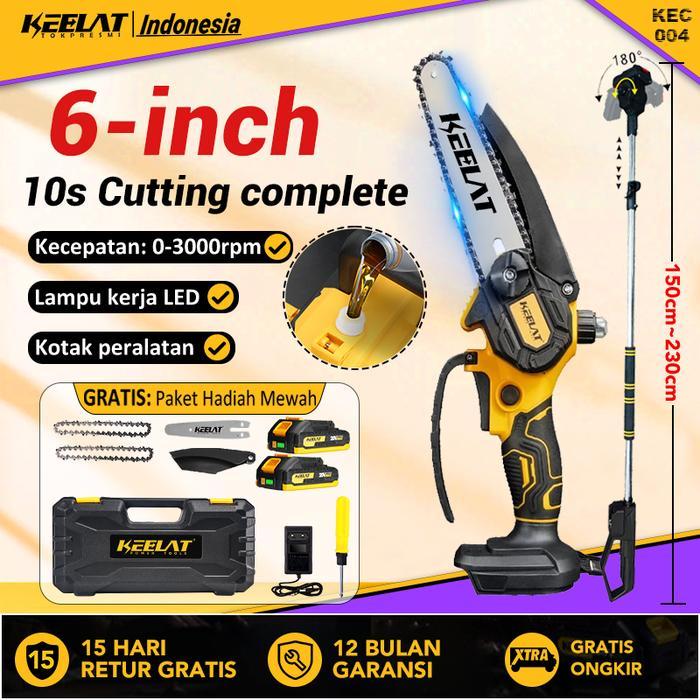 Keelat-Kec0046 Inch Gergaji Cordless Chainsaw Gergaji Mesin Lithium Gergaji Rantai Elektrik Portable