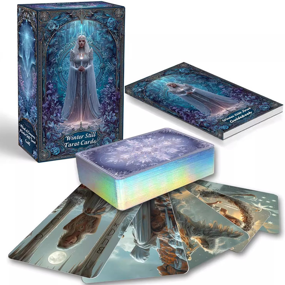 Beginner Tarot Cards Set with Paper Guide, Winter Still Tarot Deck, 80 Oracle and Tarot Cards,