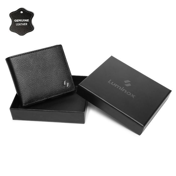 Aerostreet - Classy Dompet Pria Lipat Dompet Kulit Asli - Free Box Exclusive Hitam