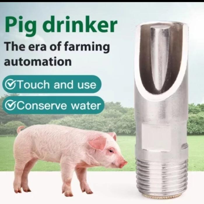 Nipple Alat Minum Hewan Ternak Babi Kran Dot Otomatis Pig Nipple Drinker Stainless Steel