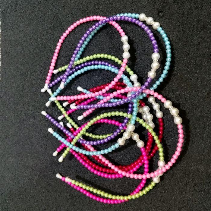 12 Pcs bando mutiara putih besi elastis bando hijab