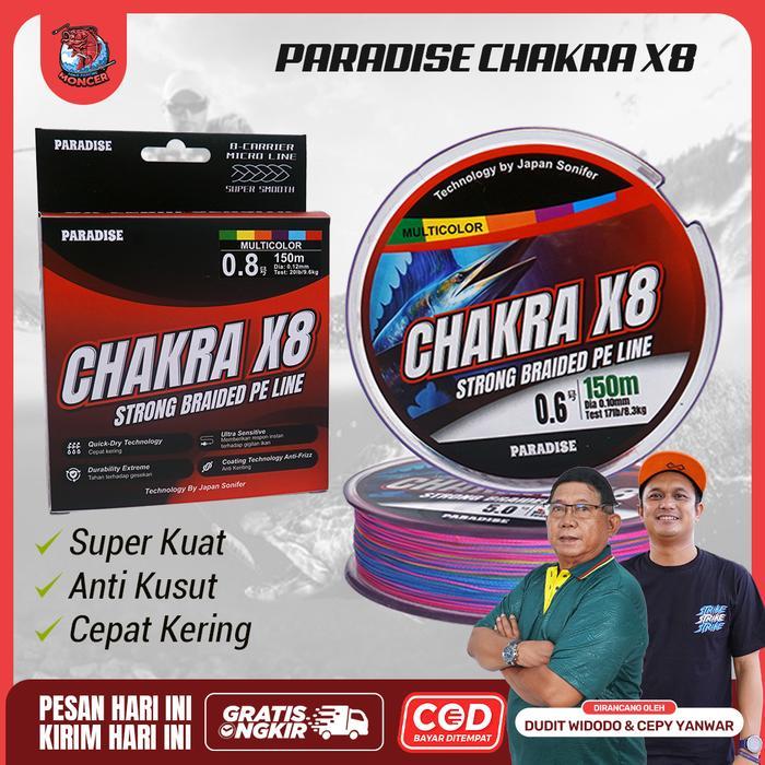 Paradise Senar PE Chakra X8 150M-300M Multi Color Senar Pancing Joran Kuat Anti Kusut Super Halus &