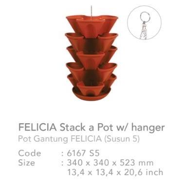 POT TANAMAN GANTUNG SUSUN 5 + TATAKAN BAWAH BUNGA TINGKAT VERTIKAL S5